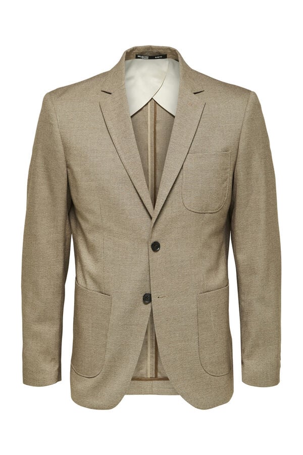 Selected Blazer slim fit elaborado com materiais reciclados Castanho