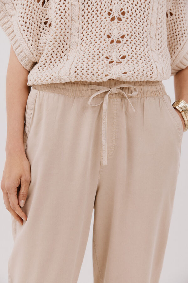 Cortefiel Cal&ccedil;as fluidas tencel  Castanho