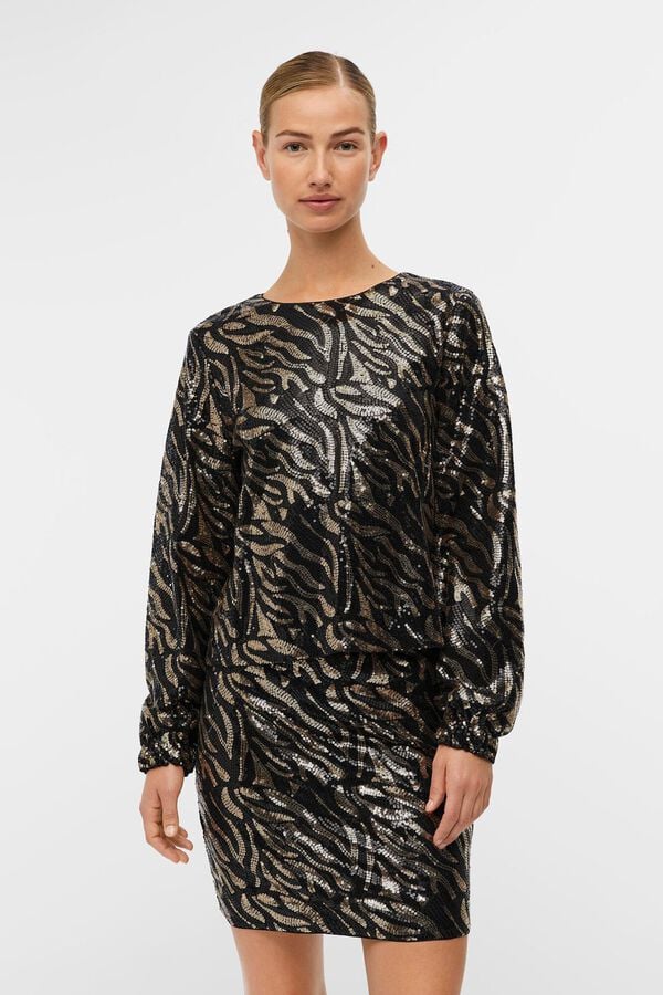 Object Top de lantejoulas com abertura Preto