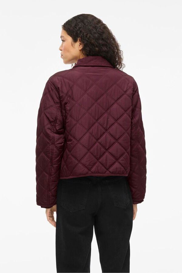 Vila Abrigo acolchado guateado con cuello de pana Granate