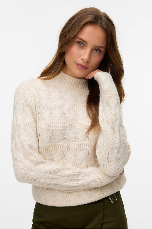 Vero Moda Jersey de punto cuello subido Beige