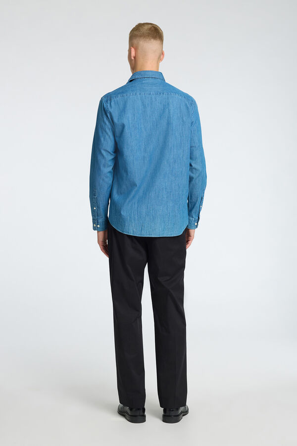 Selected Camisa de ganga de manga comprida Azul