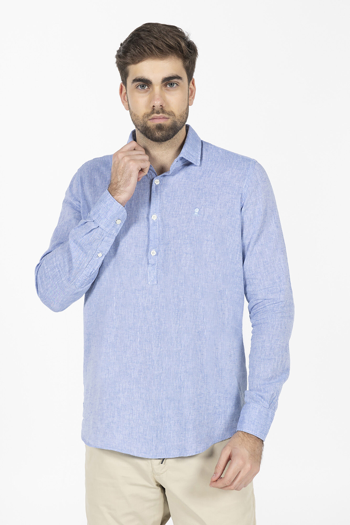 elPulpo Camisa polera lino y algod&oacute;n