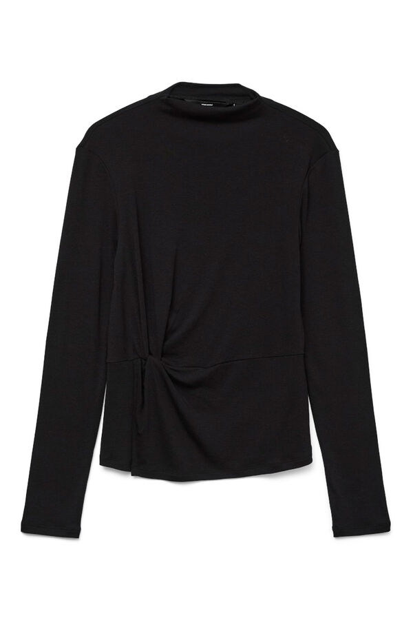 Vero Moda Top de manga larga cuello Perkins Negro