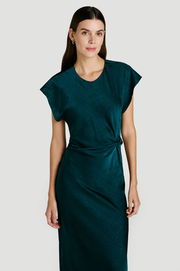 Vila Vestido largo satinado de fiesta Verde oscuro