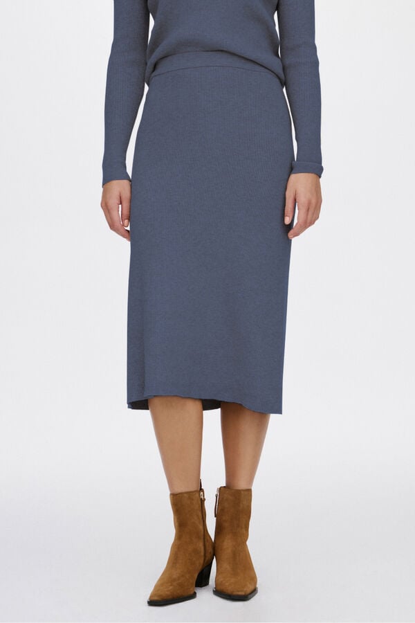 Vila Saia midi de malha malha Azul