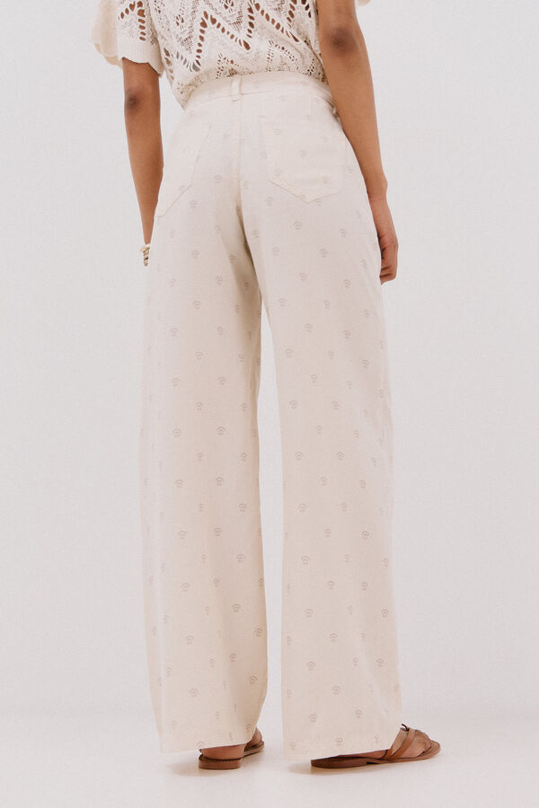 Cortefiel Cal&ccedil;as plissadas tencel Ecru