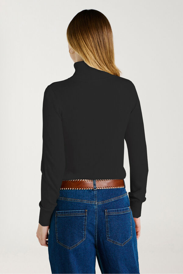 Vila Jersey de cuello alto con viscosa Negro
