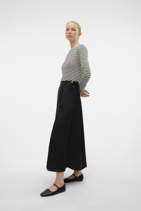 Vero Moda Saia midi acetinada Preto