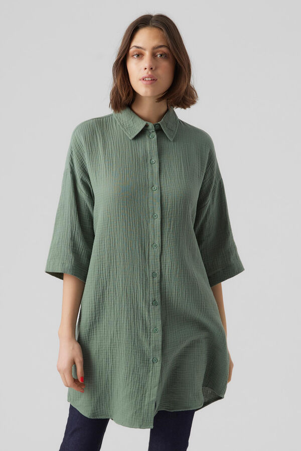 Vero Moda Vestido camiseiro com manga francesa Verde