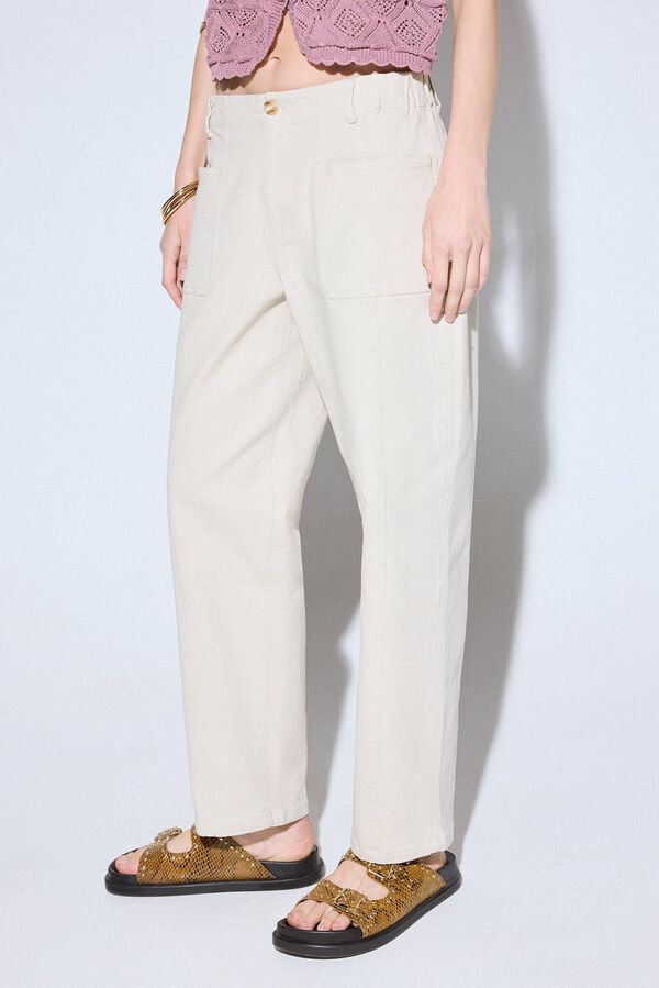 Slowlove Calça cargo larga Ecru