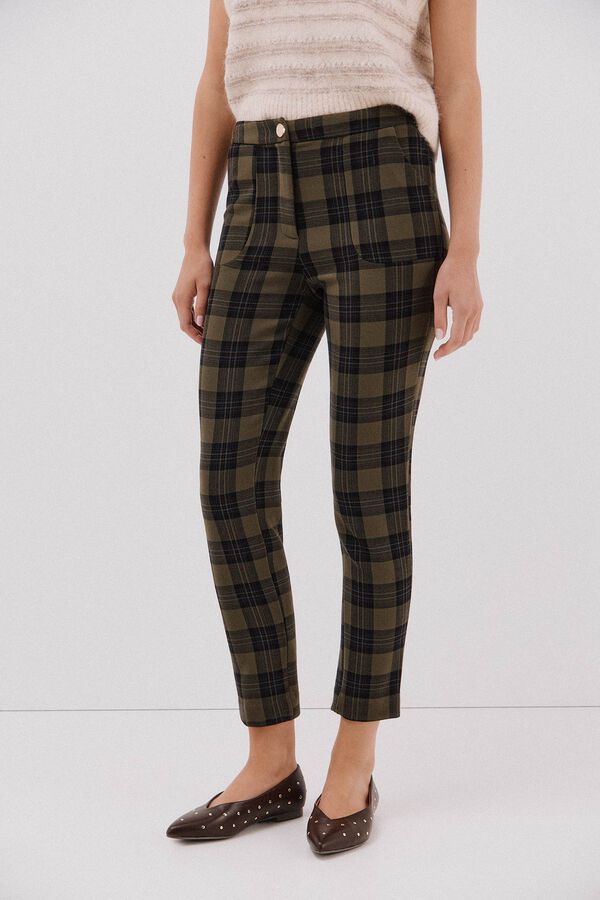 Cortefiel Pantal&oacute;n el&aacute;stico confort Estampado verde