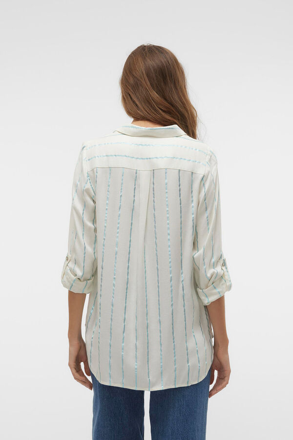 Vero Moda Camisa &agrave;s riscas de manga comprida Branco