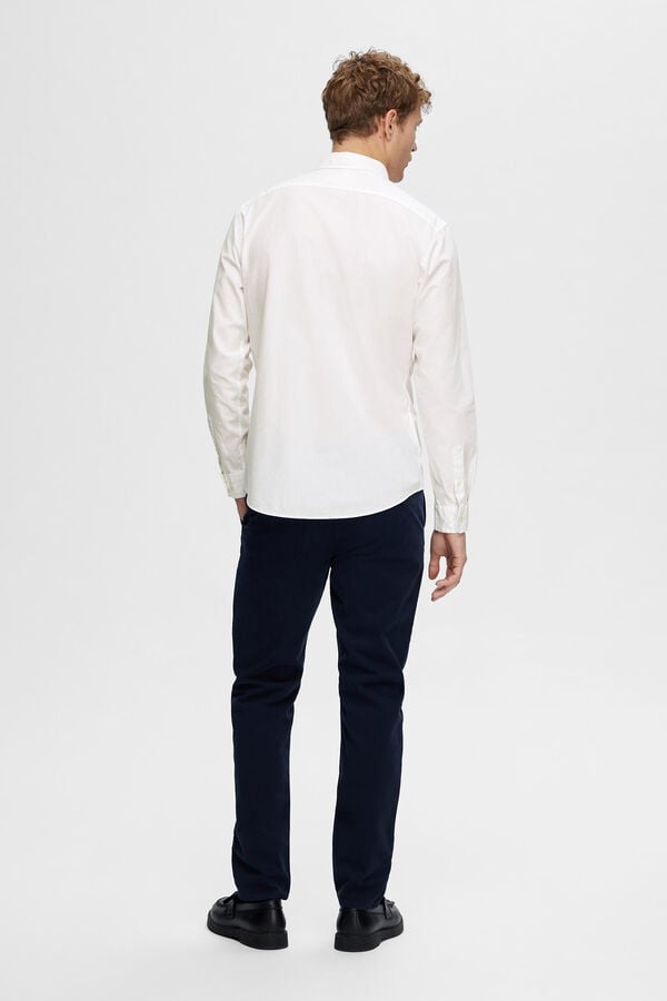 Selected Camisa de manga comprida Slim Fit confecionada com algod&atilde;o reciclado Branco