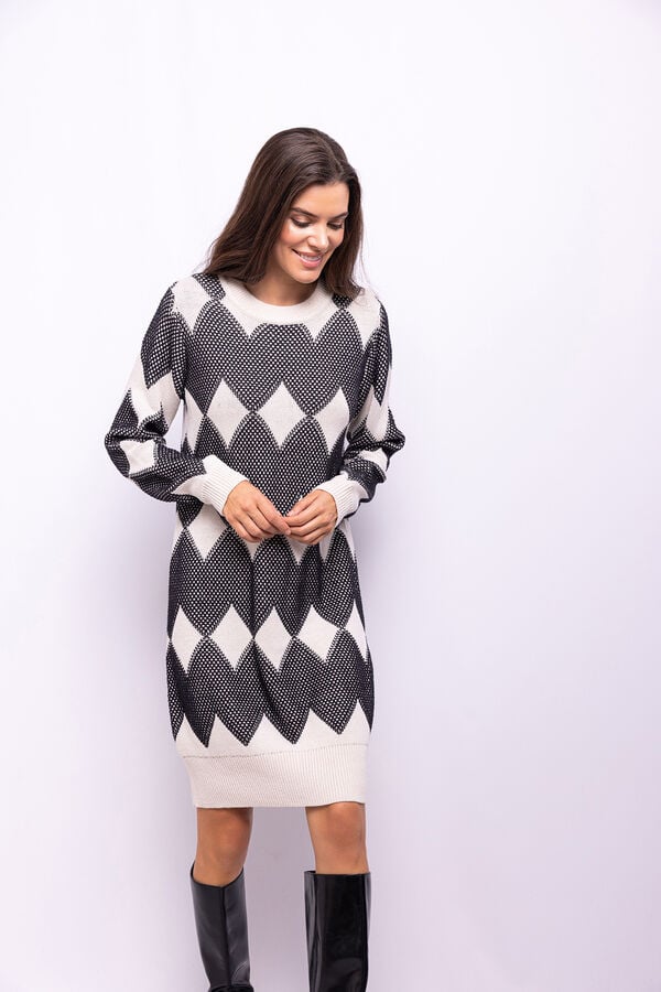 Object Vestido punto estampado Blanco