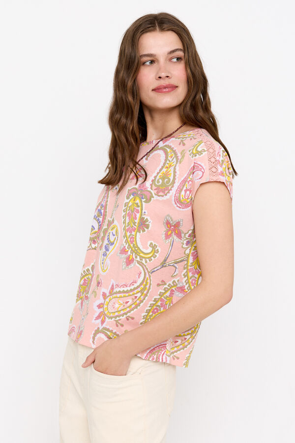 Cortefiel T-shirt b&aacute;sica renda Multicolorido