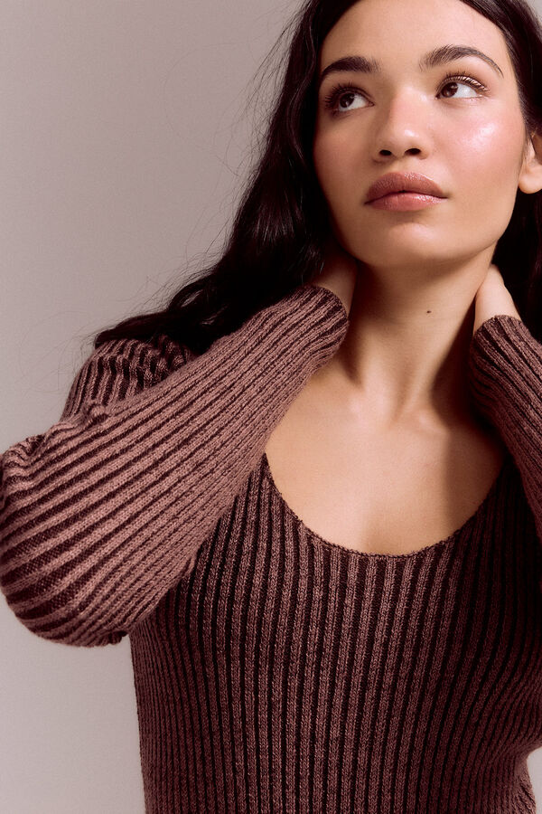 Slowlove Vestido punto canal&eacute; abertura Arena