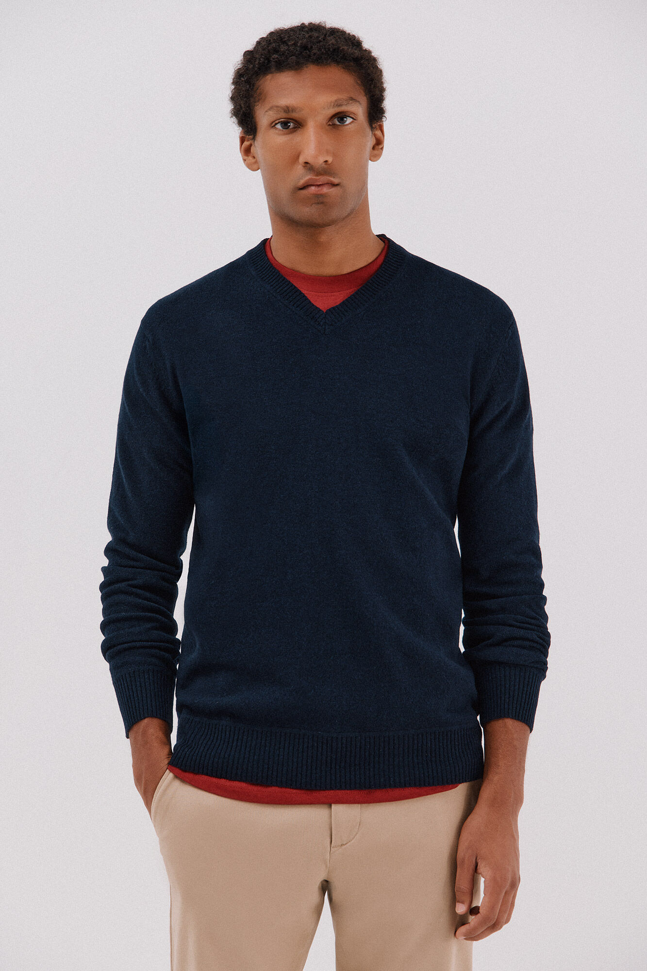 Cortefiel Jersey lana lambswool cuello pico