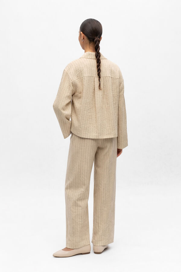 Object Blazer leve &agrave;s riscas Tostado