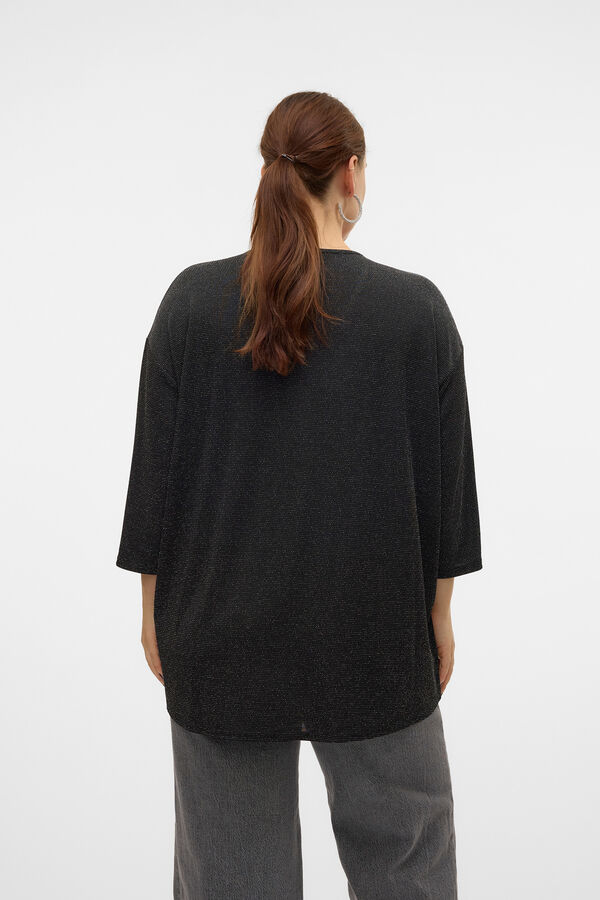 Vero Moda Curve Jersey cuello pico l&uacute;rex talla grande Negro