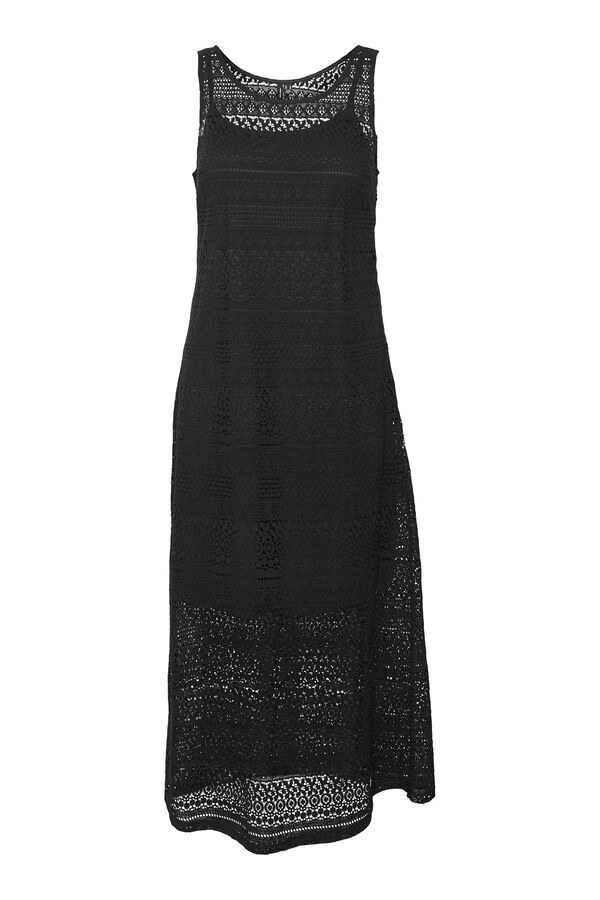 Vero Moda Vestido midi de encaje sin mangas Negro
