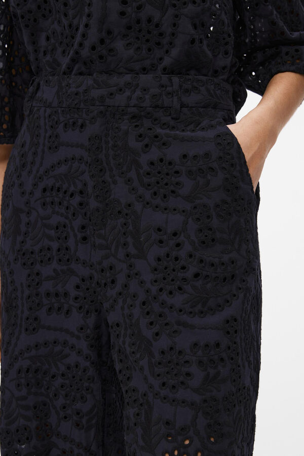 Object Pantal&oacute;n bordado perforado Negro
