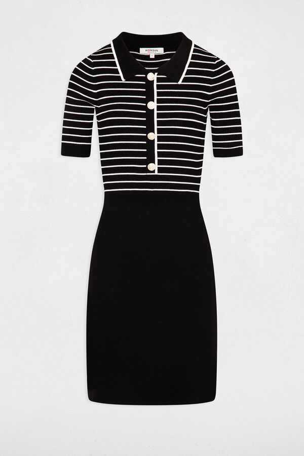 Morgan Vestido curto de malha com riscas Preto