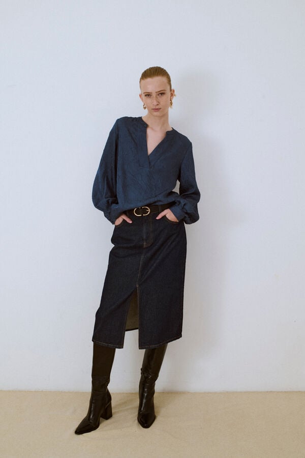 Object Top manga comprida textura Roxo