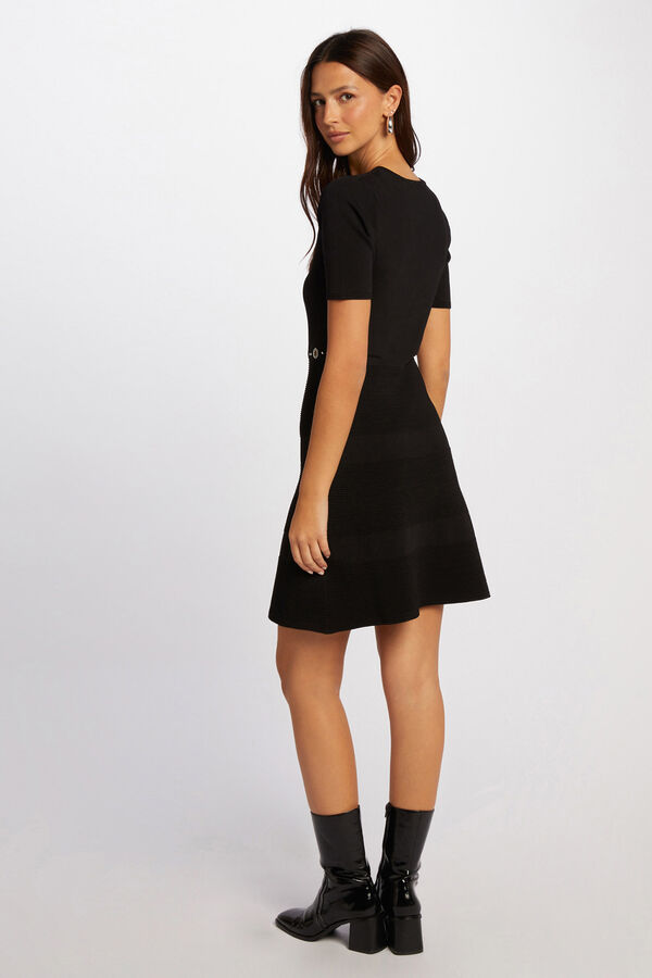 Morgan Vestido malha curto evasé Preto