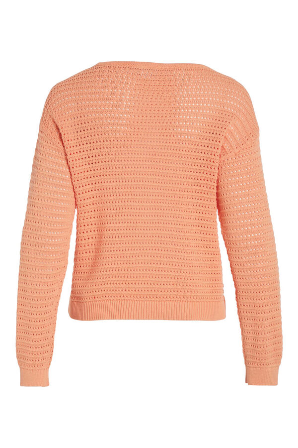 Vila Camisola de malha decote barco de algodão Vermelho