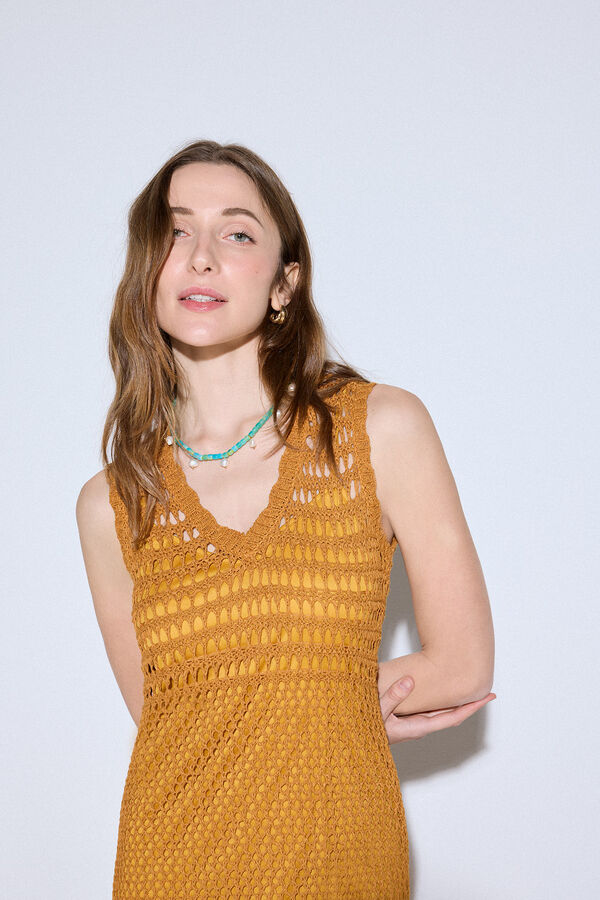 Slowlove Vestido malha ensopado Dourado