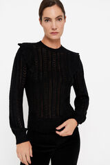 Cortefiel Jersey calados volante Negro