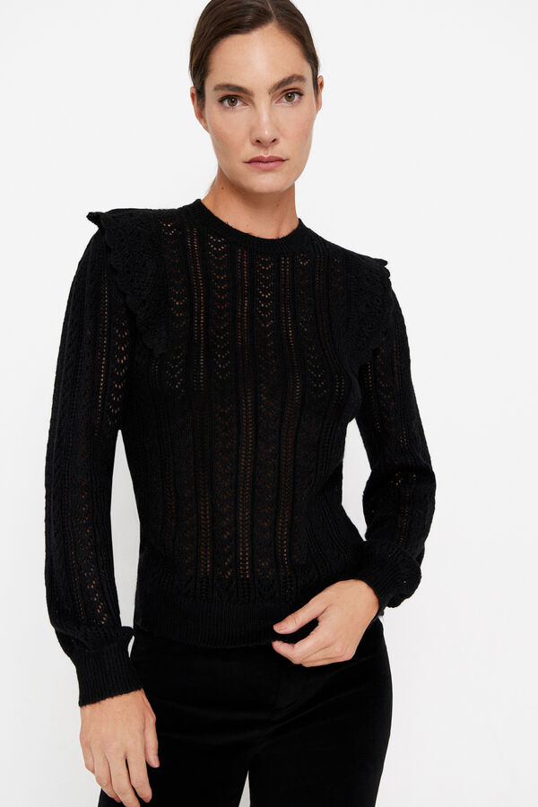 Cortefiel Jersey calados volante Negro