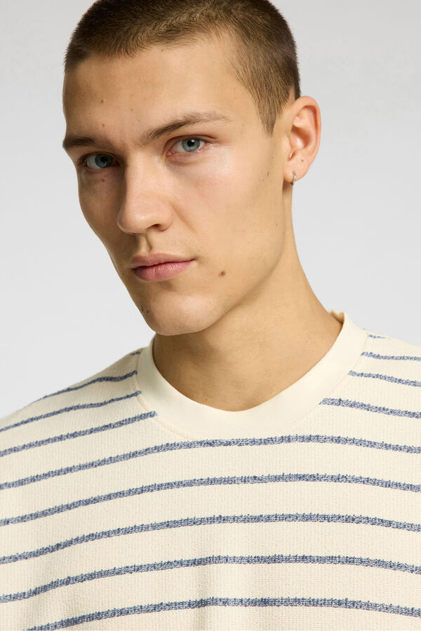 Selected Camiseta estilo camisola riscas de manga curta Azul