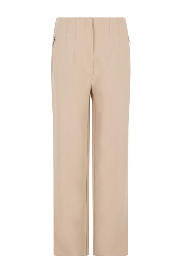 Cortefiel Pantal&oacute;n cremalleras Beige