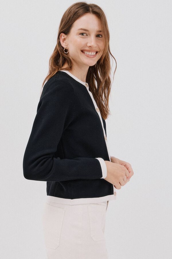 Cortefiel Chaqueta b&aacute;sica punto Negro