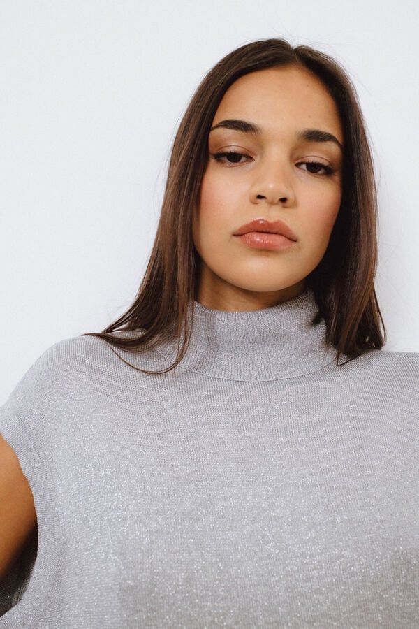 Vila Top de malha com lurex Cinzento