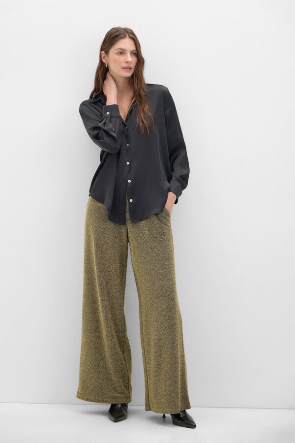 Cortefiel Camisa acetinada Preto