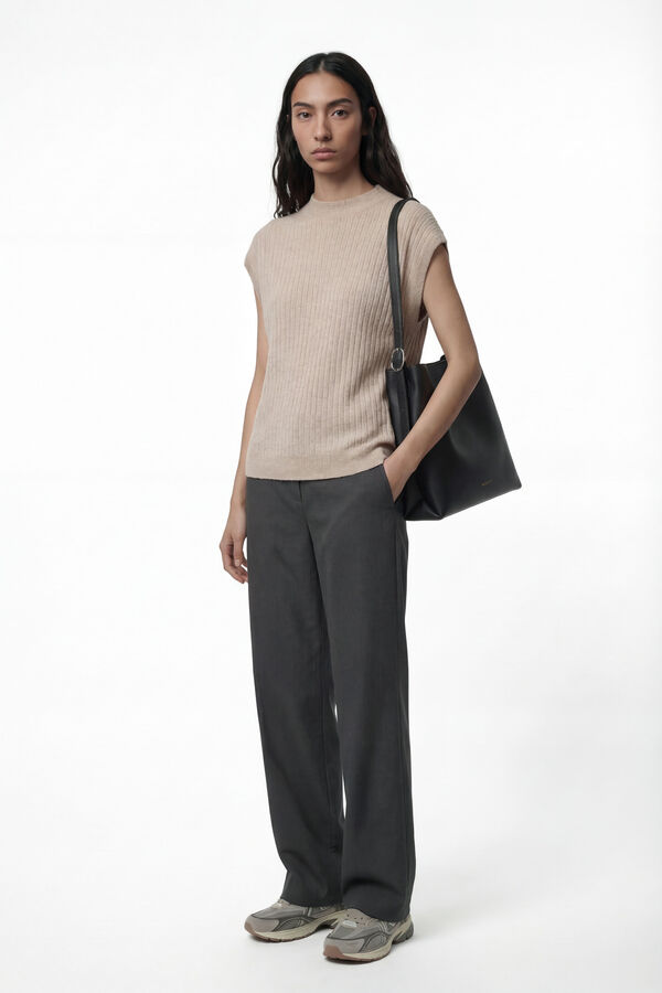 Vero Moda Cal&ccedil;a reta de alfaiataria Cinzento