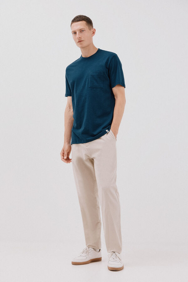 Cortefiel Camiseta lisa slub Azul marino