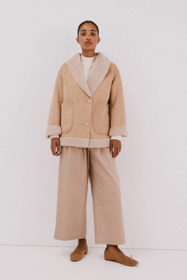 Cortefiel Cazadora efecto doble faz Beige