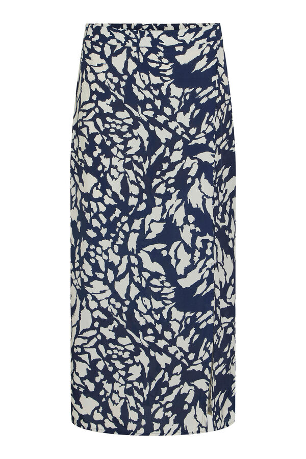 Vila Falda midi estampada Azul marino