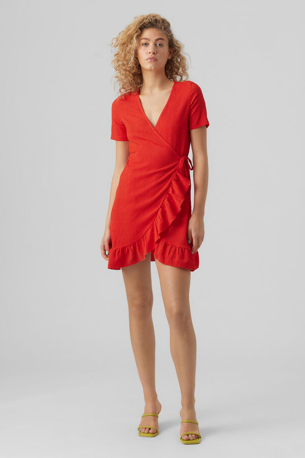 Vero Moda Vestido curto cruzado Vermelho