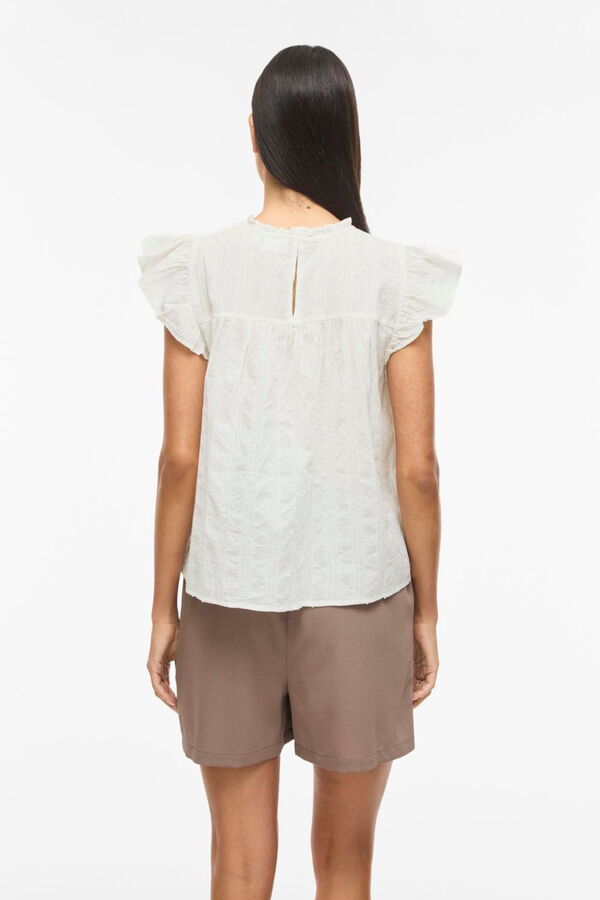 Vila Blusa de manga curta em algod&atilde;o org&acirc;nico Branco