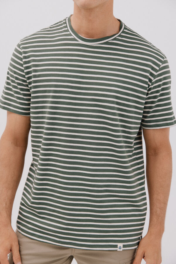 Cortefiel Camiseta rayas slub Verde