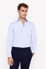 Cortefiel Camisa vestir pinpoint liso f&aacute;cil plancha Azul