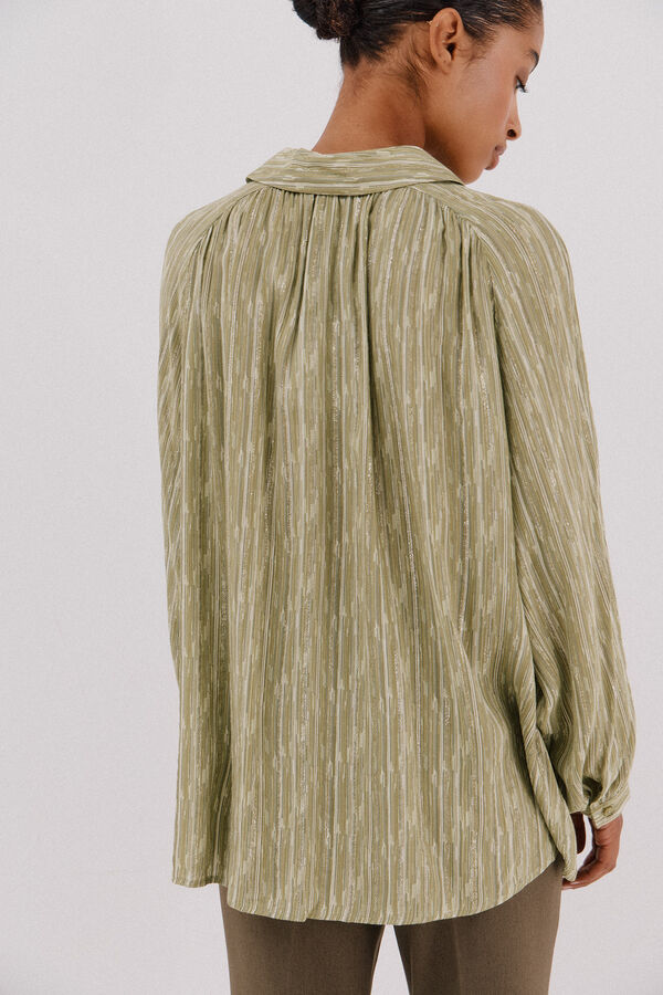 Cortefiel Blusa fluida estampada lurex Estampado verde