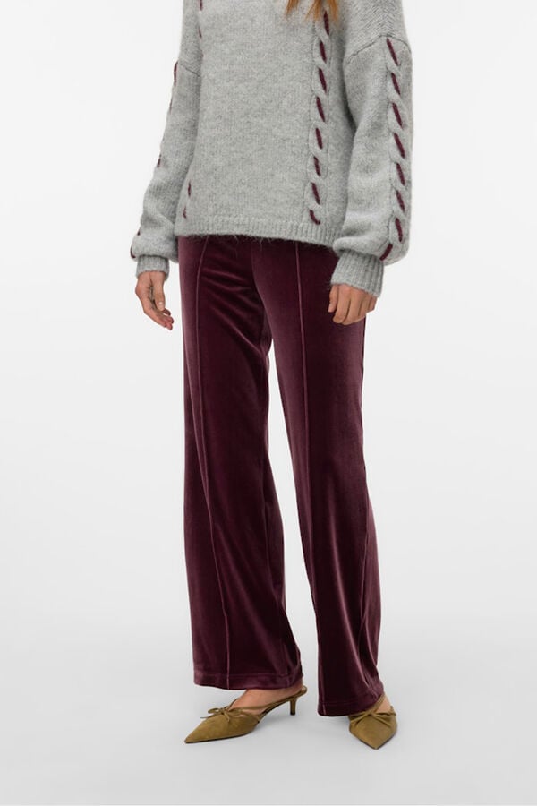 Vero Moda Pantal&oacute;n largo terciopelo Morado
