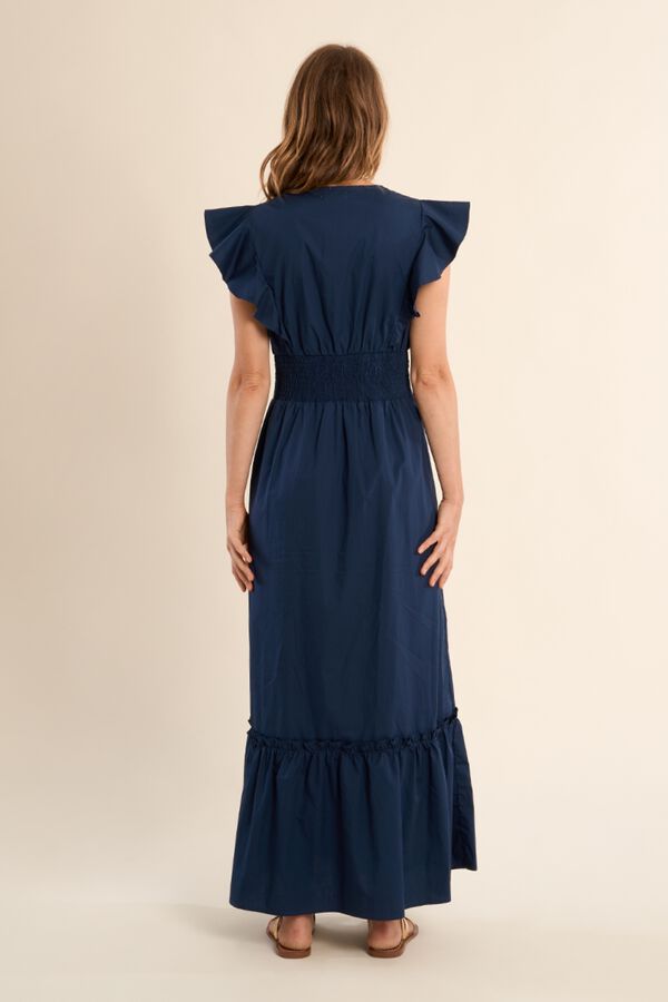 Molly Bracken Vestido de manga curta borboleta com folhos Azul