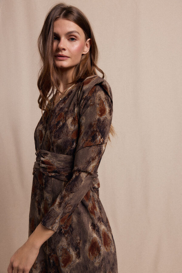 Slowlove Vestido textura elastico Estampado marr&oacute;n